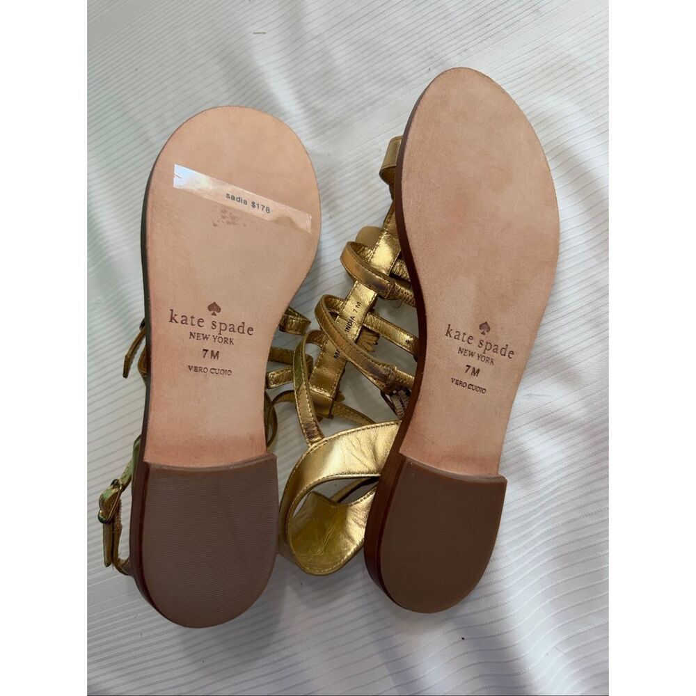 Kate Spade Sadia Metallic Gold Sandals Size 7 M New - Picture 10 of 10